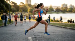 A runner mid-stride in a full-body action shot, limbs in motion and well-defined. - Google Nano Banana 2