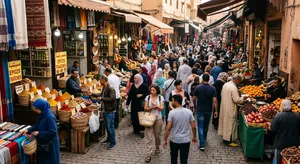 A bustling market scene with dozens of people buying and selling goods. - Google Nano Banana 2