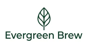 Minimalist logo for a sustainable coffee brand 'Evergreen Brew', single leaf motif, clean lines, vector style, white background. 'Evergreen Brew' contained as text in logo - Google Nano Banana 2
