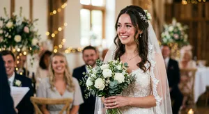 A bride on her wedding day, smiling with tears of joy in her eyes. - Google Nano Banana 2