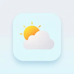 App icon design for a weather app. Minimalist representation of a sun partially behind a stylized cloud, subtle gradient, modern flat style. - Google Nano Banana 2