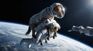 A realistic astronaut being ridden by a horse, photorealistic depiction in outer space with accurate lighting and proportions - Google Nano Banana Pro