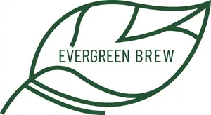Minimalist logo for a sustainable coffee brand 'Evergreen Brew', single leaf motif, clean lines, vector style, white background. 'Evergreen Brew' contained as text in logo - Google Nano Banana Pro