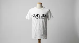 A wrinkled white T-shirt with 