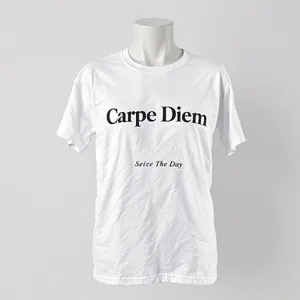 A wrinkled white T-shirt with 