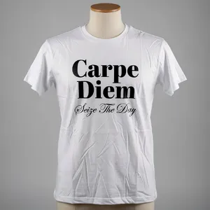 A wrinkled white T-shirt with 