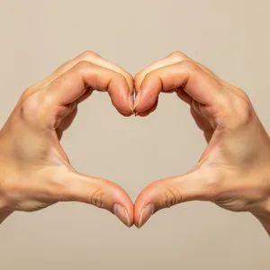 Two hands forming a heart shape together against a plain background. - Black Forest Labs FLUX.2 Max