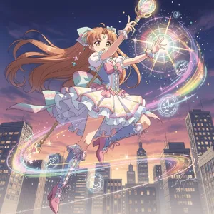 A magical girl character in a frilly dress, casting a spell (classic anime trope). - Black Forest Labs Flux 2 Pro