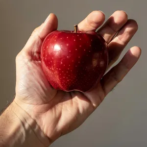 A realistic photo of a hand holding a red apple, with all fingers clearly visible. - Black Forest Labs Flux 2 Pro
