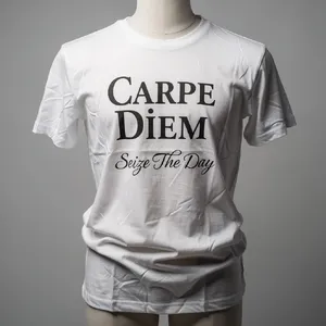 A wrinkled white T-shirt with 