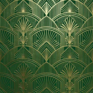 Seamless geometric pattern, Art Deco style, gold lines on deep emerald green background, high resolution texture for print. - Black Forest Labs Flux 2 Pro