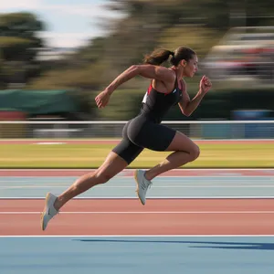 A runner mid-stride in a full-body action shot, limbs in motion and well-defined. - Black Forest Labs FLUX.1 Kontext Max