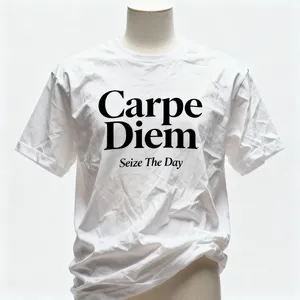 A wrinkled white T-shirt with 