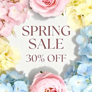 Instagram post graphic: 'SPRING SALE 30% OFF'. Floral background, pastel colors, elegant serif font style visually integrated. - Bytedance Seedream 4.0