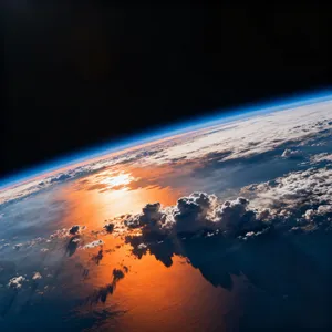 Photorealistic aerial photograph clearly showing the edge of the Earth from space, capturing realistic curvature, atmosphere, and sunlight reflections - Bytedance Seedream 4.0