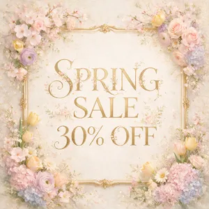 Instagram post graphic: 'SPRING SALE 30% OFF'. Floral background, pastel colors, elegant serif font style visually integrated. - Bytedance Seedream 5.0 Pro