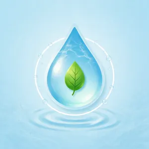 Visual element for an infographic about water conservation. Stylized water droplet icon containing a small green leaf, clean vector art. - Bytedance Seedream 5.0 Pro