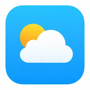 App icon design for a weather app. Minimalist representation of a sun partially behind a stylized cloud, subtle gradient, modern flat style. - Takumi Takumi 1