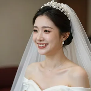 A bride on her wedding day, smiling with tears of joy in her eyes. - Alibaba Z-Image Turbo