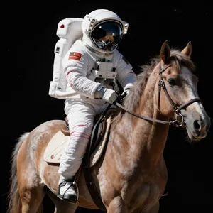 A realistic astronaut being ridden by a horse, photorealistic depiction in outer space with accurate lighting and proportions - Alibaba Z-Image Turbo