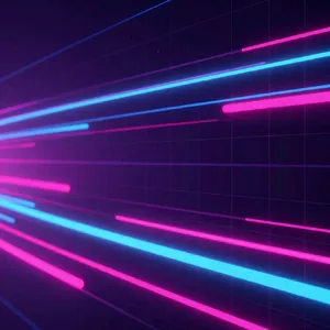 Abstract background graphic, cyberpunk aesthetic, neon pink/blue light trails on dark grid, sense of digital speed, for desktop wallpaper. - Alibaba Z-Image Turbo
