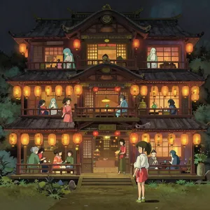 An enchanted bathhouse with glowing lanterns and spirits. Recreate the visual style of 'Spirited Away' by Studio Ghibli, with Miyazaki's ornate architecture and magical atmosphere. - Alibaba Z-Image Turbo