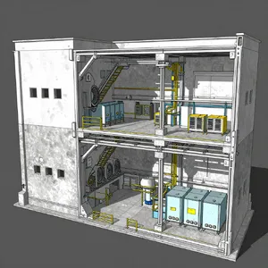 Cross-section rendering of a multi-level underground bunker with different functional areas, structural support systems, ventilation, and power generation facilities visible. - Alibaba Z-Image Turbo