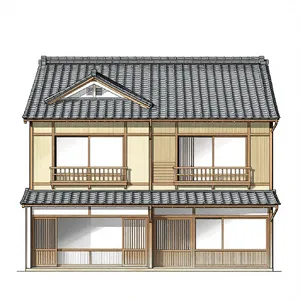 Cutaway architectural drawing of a traditional Japanese machiya townhouse showing all rooms and structural elements. Include accurate proportions, traditional joinery, and typical spatial organization. - Alibaba Z-Image Turbo