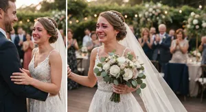 A bride on her wedding day, smiling with tears of joy in her eyes. - Google Nano Banana 2 Lite
