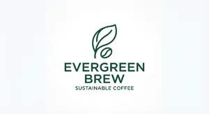 Minimalist logo for a sustainable coffee brand 'Evergreen Brew', single leaf motif, clean lines, vector style, white background. 'Evergreen Brew' contained as text in logo - Google Nano Banana 2 Lite