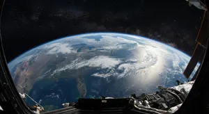Photorealistic aerial photograph clearly showing the edge of the Earth from space, capturing realistic curvature, atmosphere, and sunlight reflections - Google Nano Banana 2 Lite