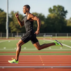 A runner mid-stride in a full-body action shot, limbs in motion and well-defined. - Google Imagen 4.0 Ultra