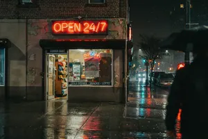 A storefront sign that says 