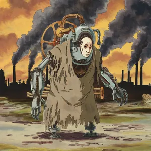 A mechanical creature in a polluted landscape. Capture the visual aesthetic of 'Nausicaä' by Studio Ghibli, with Miyazaki's mechanical designs and environmental contrast. - Ideogram Ideogram V2