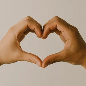 Two hands forming a heart shape together against a plain background. - OpenAI ChatGPT 4o