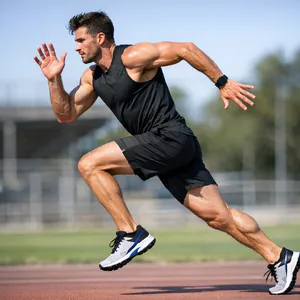 A runner mid-stride in a full-body action shot, limbs in motion and well-defined. - OpenAI GPT Image 1.5