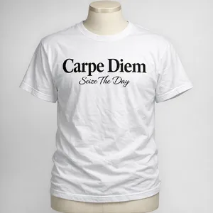 A wrinkled white T-shirt with 