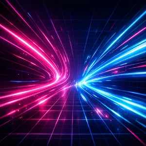 Abstract background graphic, cyberpunk aesthetic, neon pink/blue light trails on dark grid, sense of digital speed, for desktop wallpaper. - OpenAI GPT Image 1.5