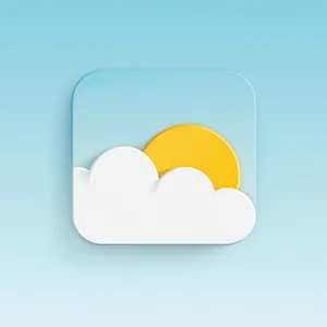 App icon design for a weather app. Minimalist representation of a sun partially behind a stylized cloud, subtle gradient, modern flat style. - Reve Reve Image (Halfmoon)