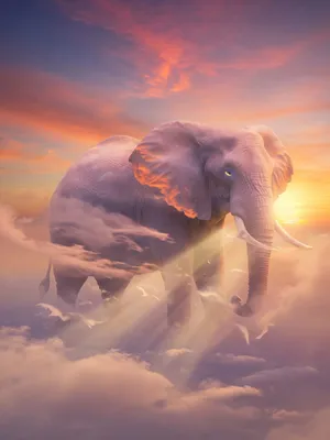 An elephant made of clouds floating in a sunset sky, rendered in a surrealist photorealistic style with ethereal golden lighting and atmospheric depth. - XAI Grok Imagine (Quality)