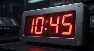 A digital clock display showing the time 
