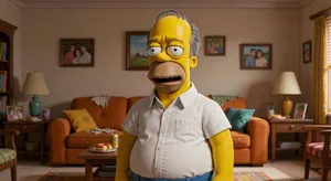 A famous cartoon character (e.g. Homer Simpson) rendered fully photorealistically as if a real human being, accurately preserving recognizable facial features and proportions - XAI Grok Imagine