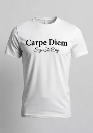 A wrinkled white T-shirt with 